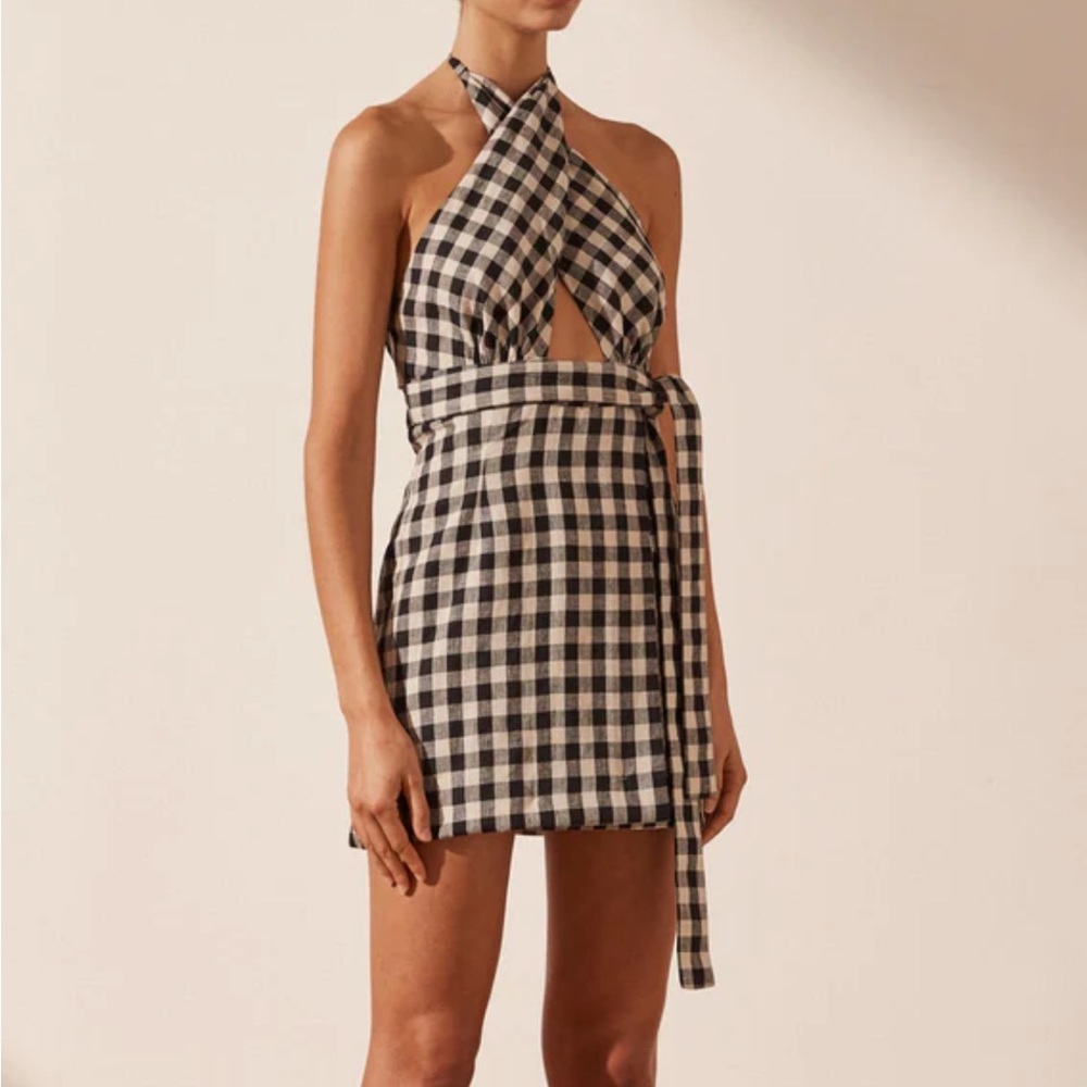 NWT AIMEE LINEN CROSSOVER WRAP MINI DRESS